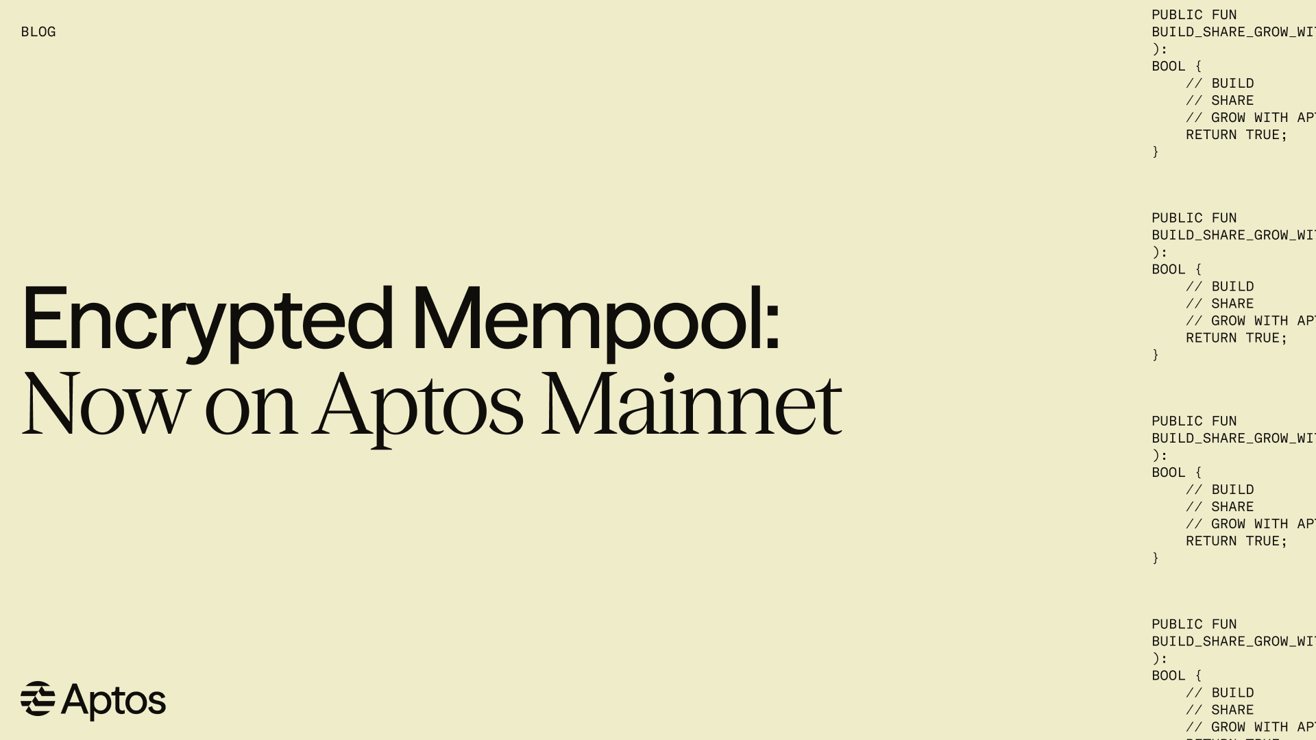 Official Aptos Encrypted Mempool mainnet announcement graphic