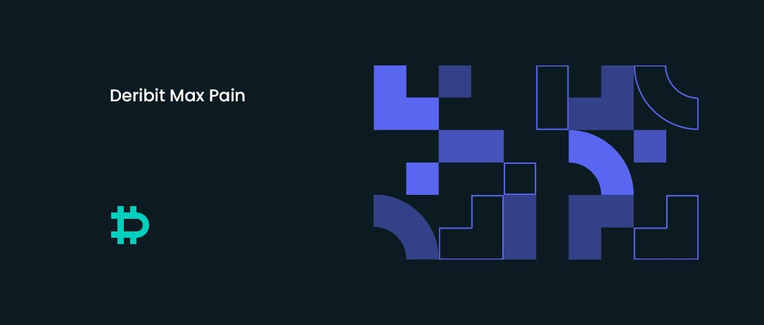 Official Deribit visual introducing a max-pain calculation tool; the associated article explains that the chart combines call and put open interest with total intrinsic value by strike and highlights the max-pain level.