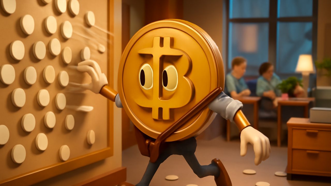 Active Bitcoin Addresses Do Not Equal Bitcoin Adoption in an Office Wall Chart