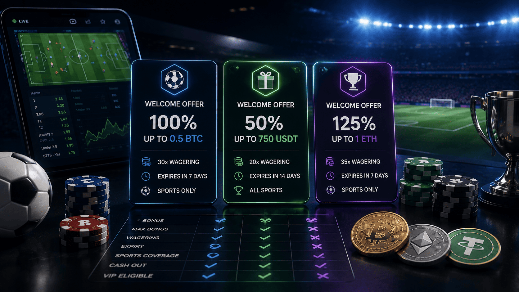 Crypto Sportsbook Welcome Offers Compared on Terms