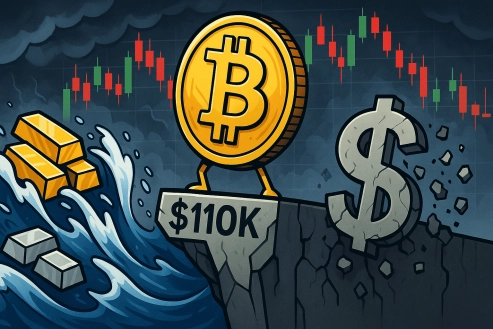 Dollar Weakens as Gold & Silver Surge, Bitcoin Pauses — Will BTC Defend $110K or Slide Lower?