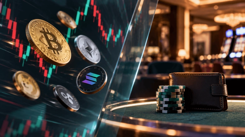 Volatile Coins Move While a Crypto Casino Balance Sits