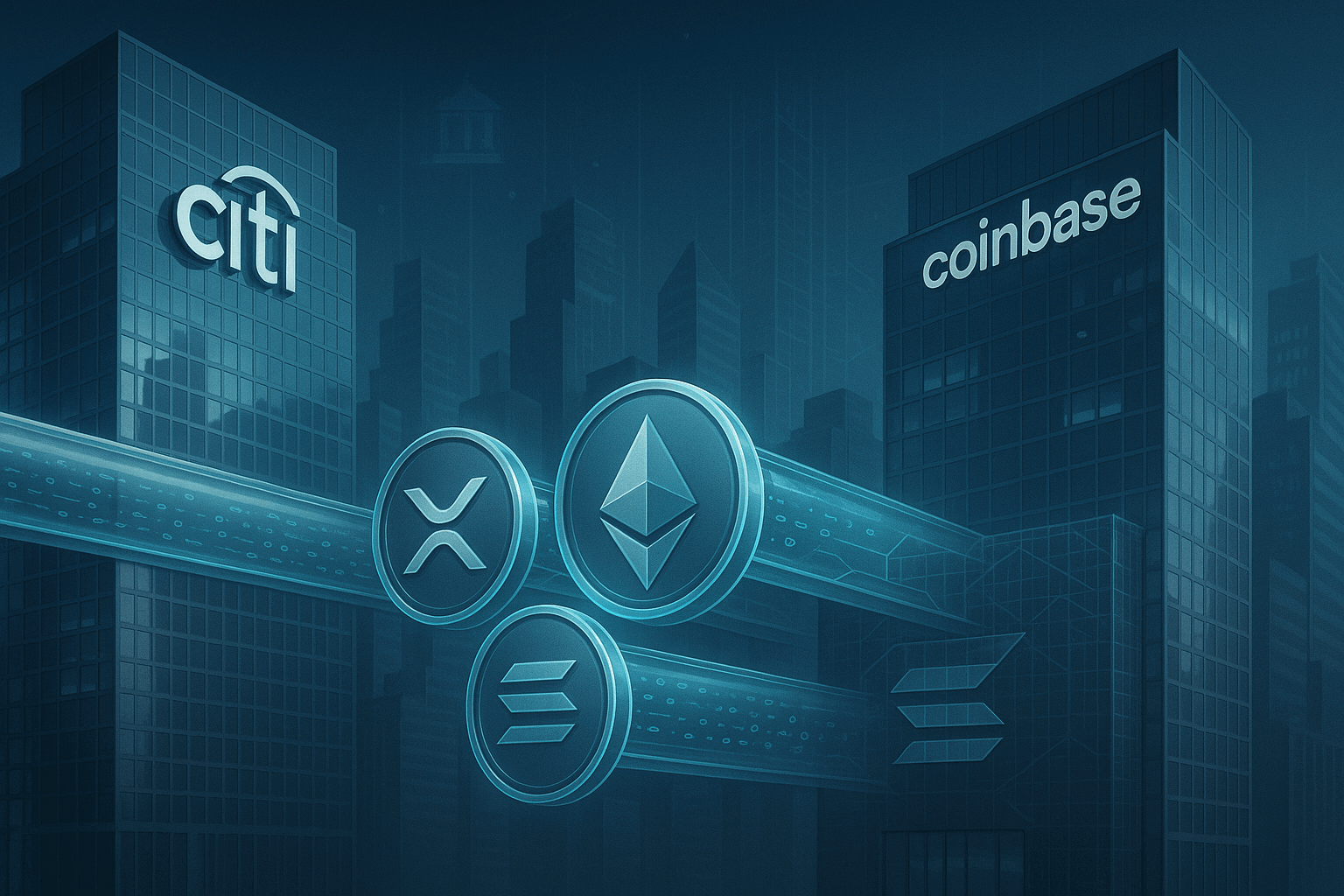 Citi Partners With Coinbase on Institutional Crypto Payments — Could XRP, ETH and SOL Become the Pipes Banks Quietly Use?